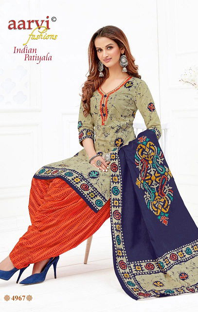 Aarvi Fashion Indian Patiyala Vol 1 Latest Fancy Designer Printed  Pure Cotton Ready made Salwar Suit Collection